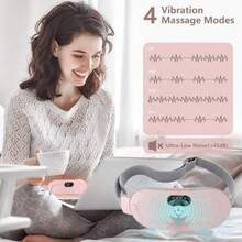 Portable Automatic Heating Pad ForMenstrual Cramps Relief, Adjustable Belt Belly Heatpad Wrap With Massage & Heat Therapy,CordlessComfort For Daily Use, Ldeal Gift Heavy Duty Weightlifting Wrist Straps Waist Trimmer Trainer Belt BackSupport Women's - 粉色 - 查看 7
