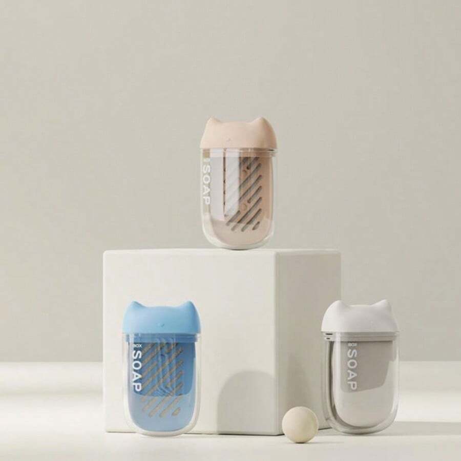 Cat Travel Soap Box, Portable Travel Soap Container With Drainage, Sealed Small Soap Box - Multicolor - View 1