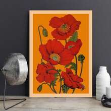 1 Stück Wandkunst ohne Rahmen, moderne Vintage Roter Mohn Leinwand Poster - Gänseblümchen Blumen Landschaftskunstdruck, für Schlafzimmer, Büro, Wohnzimmer, Studentenwohnheim - Verschiedenfarbig - Übersicht 5