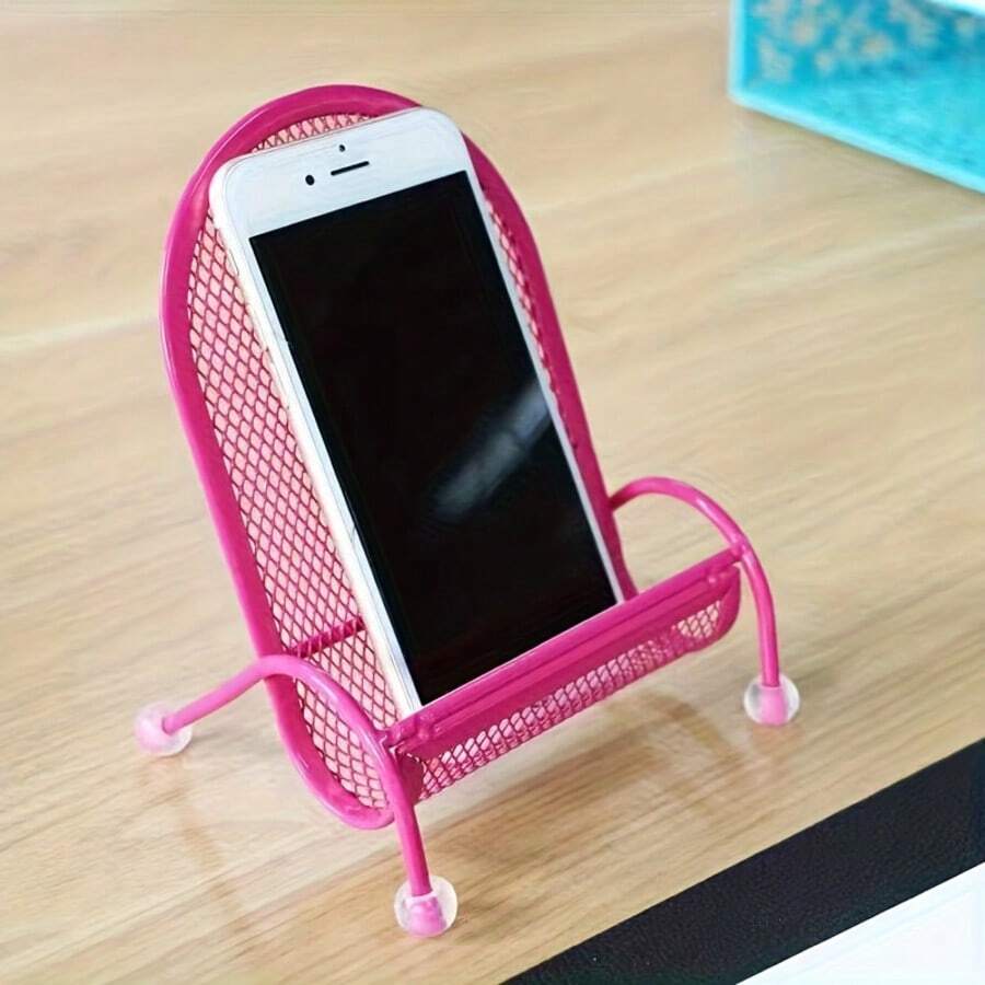 1pc Creative Thickened Base Phone Holder, Suitable For Bedside Table And Desktop, Sturdy Support For Smartphones, Tablets And Cameras, Durable Iron Structure, Space-Saving Home & Office Accessory