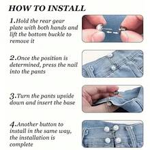 1/2/4对装花朵扣腰带，可拆卸腰夹，腰带配件，裤夹腰部收紧器 - 彩色 - 查看 9