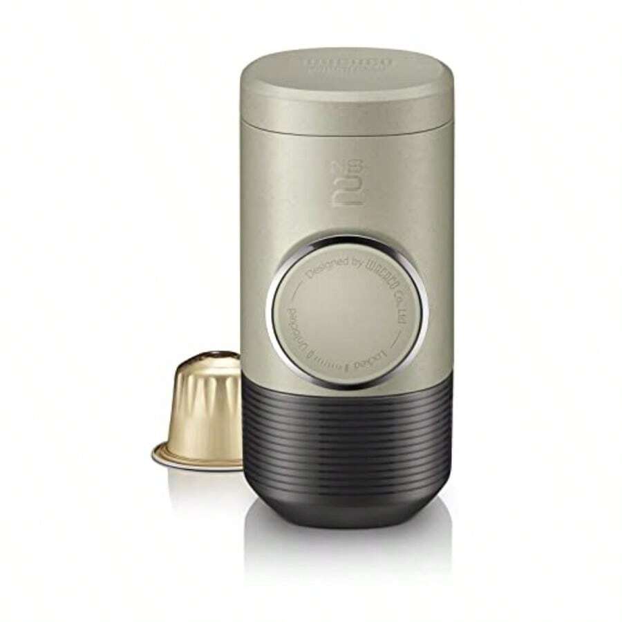 WACACO Minipresso NS2 cafetera espresso portátil compatible con NS cápsulas originales y compatibles operada manualmente cafetera de mano pequeña de 18 bares para viajes camping - Piedra beige - Ver 1
