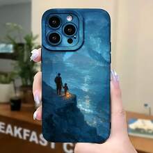 2026 nueva funda de teléfono esmerilada, diseño de aventura en la montaña de noche estrellada para  17 14 Pro Max  17 13  17 12  Galaxy S23 S22 S21 funda de protección para teléfono, funda de pareja, regalo para novio novia, regalo de vacaciones - Azul Klein - Ver 5