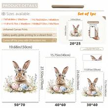 1PC Canvas Wall Art_Nursery Decor Printed Rabbit Burrow Motif, Watercolour Easter Art, Rabbits With Flowers, Spring Blossoms, Farm Animals, Easter Egg Design, Rabbit Garland - Framed Nursery Wall Art Perfectly Suited For Children's Room Decor, Playroom Decor Children's Room Decor Nursery Decor Daycare Decor Girls' Bedroom Girls' Room Decor Children's Room Decor Boys' Bedroom Boys' Room Decor Girls' Bedroom Decor