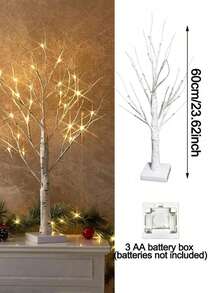 1pc 24-LED White Birch Tree Shaped Decorative Tree, Home Decor, Suitable For Indoor, Tabletop, Centerpiece, Fireplace Mantel, Party, Dining Table Decor, Gift [No Battery Included]