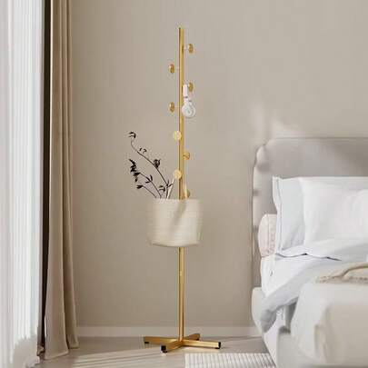 Coat Rack Stand With Single Pole (Easy Assembly), Floor Standing Vertical Clothes Hanger Rack With Shelf, For Entryway Hallway Bedroom Living Room Decorations Decor Festival Decor Room Decor Home Decor Decor Bedroom Decor Dress Pants Shoes Jeans Boots Skirt,Spring,Minimalist,Summer Tops