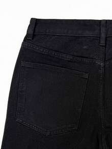 Shorts jeans pretos lisos com bolsos inclinados para homem, ideais para o verão. - Preto - Ver 8
