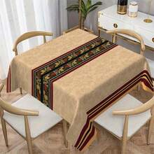 Elegant European Style Tablecloth With Ornate Runner Pattern - Beige Polyester, Rectangular Dining Table Cover For Home, Parties, And Holiday Decor, Table Decor - Nhiều màu - Xem 5
