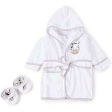 Albornoz de rizo con capucha 100% algodón con botines, regalos para bebés y niños, regalo de ducha, Cebra gris, Talla única,36984138 - Azul - Ver 2