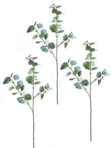 1件人造桉树枝叶，喷漆绿色丝绸塑料植物花卉，适用于家居派对婚礼装饰、礼品、生日、毕业典礼、家居装饰、返校季、房间装饰、学习用品