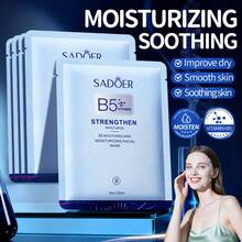 1/3/5pcs Vitamin B5 Soothing & Moisturizing Face Mask, Specially Designed For Sensitive & Redness-Prone Skin, Containing Vitamin B5 And Sodium Hyaluronate, Moisturizing And Nourishing, Quickly Soothing And Revitalizing Skin, Improving Dryness, Tightness, Roughness And Peeling, Improving Sensitive And Redness-Prone Skin. - Multicolor - View 3