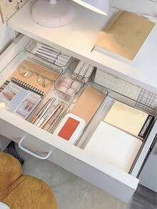 8 Peças Caixas de Armazenamento de Gaveta Transparentes Minimalistas, Caixas Organizadoras de Pequenos Itens, Caixas de Armazenamento de Maquiagem e Ferramentas Cosméticas, Organizadores de Gaveta - Transparente - Visão 4