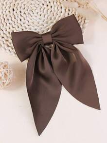 1pc Brown Bow Hair Clip, Suitable For Girls' Daily Use - Brown - View 2