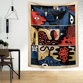 1件宇宙幻象印花挂毯，涤纶材质，适用于客厅、卧室、办公室、家居装饰、派对装饰，长方形印花厨房墙面挂布，带垂褶，附赠3个墙钉和2个夹子。