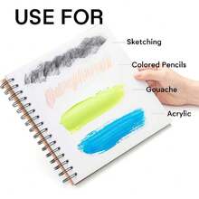 Gouache Pad de 8.5 x 8.5 pulgadas (160 g) 50 hojas de papel mezclado, alambre lateral, textura fina, en almohadilla acrílica para bocetos, libro de bocetos de tinta, suministros de arte,,36979584 - Azul menta - Ver 2