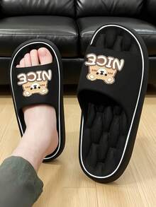 新款时尚酷炫男士拖鞋，EVA材质露趾软底，透气舒适，黑色休闲日常穿着，适合室内外行走，通勤必备拖鞋 - 黑色 - 查看 6