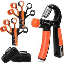 Fortalecedor de Agarre,3 en 1 Ejercitador de Antebrazo Set,con Contador,Ejercitador de Mano,Hand Grip Ajustable,Kit de Entrenamiento para Ejercicio Mano,para El Tratamiento y Recuperación de Dedos,36984585 - Neblina azul - Ver 1