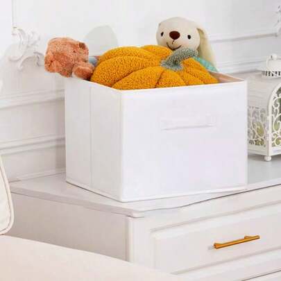 1 pieza Caja de almacenamiento de tela cuadrada de unicolor, organizador de armario plegable para ropa, pantalones, suéteres, camisas, mantas, toallas, organizador multifuncional para el hogar, la oficina y el escritorio, apilable y resistente