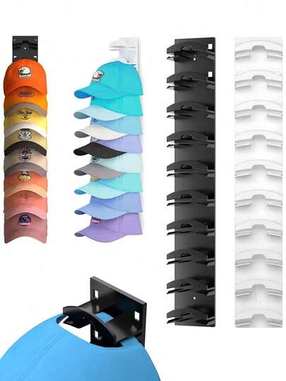1pc Wall-Mounted Baseball Cap Holder Rack - High Load Bearing Design, Includes Adhesive Mount And Heavy-Duty Screws, Large Capacity Hanging Storage Solution For Hats And Caps, Space-Saving Organizer For Home And Wardrobe, Durable Yet Lightweight Construction, Easy Installation, Keeps Caps Neatly Displayed And Accessible In Entryway, Closet, Bedroom, Dorm, Studio, Workshop, Perfect Gift Idea For Organized Style Enthusiasts
