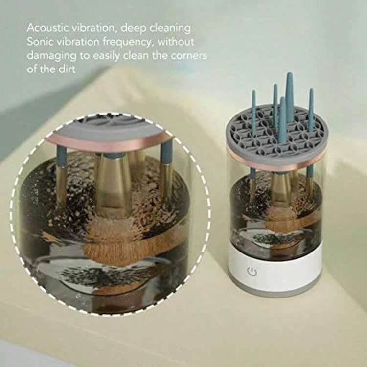 Lavadora de Brochas de Maquillaje Limpiador Automático de Brochas Cosméticas Herramientas de Brochas de Maquillaje para Todos los Tamaños - como en la foto - Añade 6