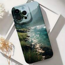 2026 nueva funda de teléfono esmerilada, funda de teléfono con impresión de paisaje de río natural para  17 14 Pro Max  17 13  17 12  Galaxy S23 S22 S21 funda de protección para teléfono regalo de pareja para novio novia regalo de vacaciones - Azul Klein - Ver 6