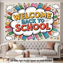 2D Flat 1pc Plane, 2D Plane Banner 1 Pc , Welcome Back To School Background Cloth Decoration, Artistic Decoration, Suitable For Gifts, Parties, Living Rooms, Apartments, Bedrooms, Dormitories, Home Decoration, 2D Plane - 1pcs - View 3