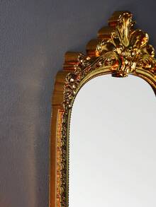 1 Gương treo tường trang trí hoa vòm vàng bằng nhựa, phụ kiện treo tường trang trí nhà theo phong cách Châu Âu, thích hợp để trang trí tường, gương trang điểm và đạo cụ chụp ảnh - Vàng - Xem 10