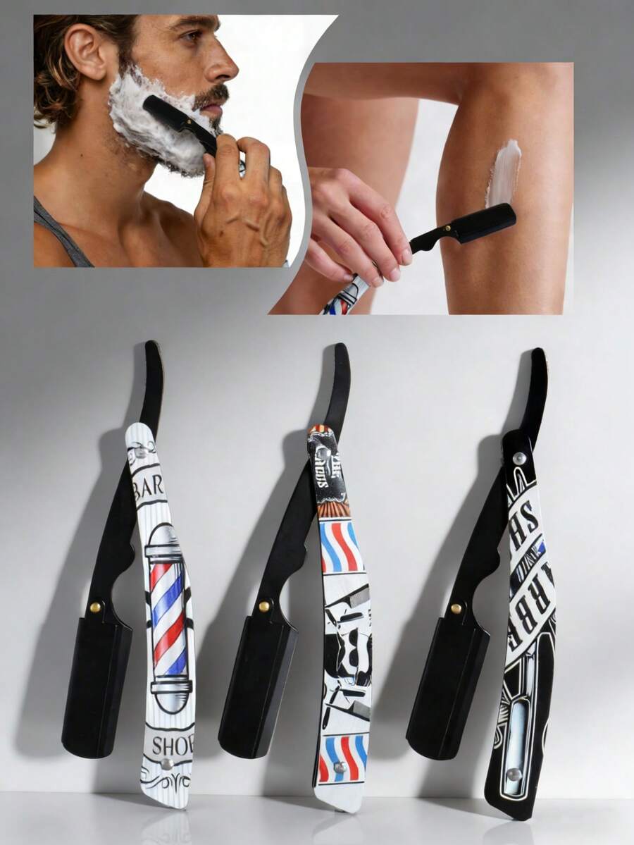 1 pieza Soporte para navaja de afeitar manual para hombres, navaja recta de estilo vintage, herramienta de afeitado de barbería - Maquinilla de Afeitar - Ver 1