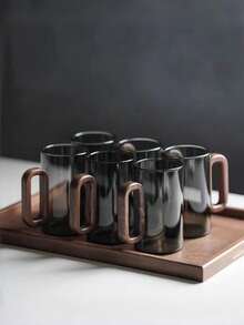 High Borosilicate Glass Tea Cup With Wooden Handle, Large Capacity Drinking Water/Coffee Cup Wooden Handle Glass Cup, Home Use Milk Tea/Juice Single Layer Cup Small Capacity Handmade Coffee Cup With Walnut Wood Handle Home Breakfast Milk Tea/Beverage Cup, Christmas/Valentine's Day Gift - Multicolor - View 7