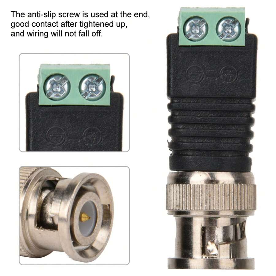 BNC Male Connector Screw Terminal Coax Video Balun Adapter - Negro - Ver 1