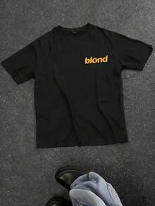 Blond Double-Sided Printed Clothes,Streetwear Vintage Style T-Shirt, Fashion , Graphic Tee,Breathable, Moisture Wicking, Casual Comfortable Top Streetwear Fashion Casual Summer Tee, Short Sleeve T-Shirt, The Best Gift For Boy Girl 4-12Y - 黑色 - 查看 6