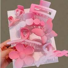 1pc/7pcs Geometric Pattern Casual Cute Elegant Chic Street ABS (ABS Resin) Women Fashion Simple Multifunctional Bow Cloud Asymmetric Large Hair Clip, Suitable For Daily Use: Home, School, Beach, Office, Party, Birthday Back To School, All Seasons Fashion Hair Accessories Beauty Claw Clips Casual Hair Claw Fall Winter For Vacation Outfits Woman - Burgundy - View 11