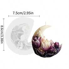 1个情人节浪漫新月花卉艺术硅胶蜡烛模具 - 耐热易清洗，树脂/蜡/肥皂工艺模具，DIY蜡烛制作模具，家居装饰，婚礼点缀，派对礼品，3D新月造型，精细花卉雕刻，是手工爱好者、艺术装饰爱好者的理想之选，优雅的节日礼物，营造浪漫情侣氛围。 - 白色 - 查看 5