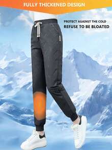 1pc Women's Outdoor Sports Pants, Thermal Lined Thick Ankle-Tied Casual Trousers For Autumn/Winter - Dark Grey - View 4
