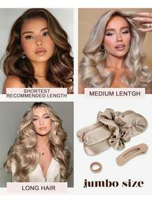 4pcs/Set Satin Heatless Curling Rods, Heatless Overnight Curling Wand Suitable For Long Hair, Heatless Curling Rods - Multicolor - View 6