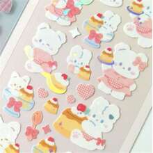 1pc Cute Rabbit Series Stickers, Rainbow Rabbit & Metallic Glitter, Suitable For K-Pop Fandom, Diary Decoration, And Daily Use - Multicolor - View 4
