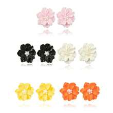 Korean Simple Versatile Exaggerated Camellia Earrings Elegant Fresh Three-Dimensional White Flower Pearl Stud Earrings Korean Style - Bộ đồ 5962 - Xem 1