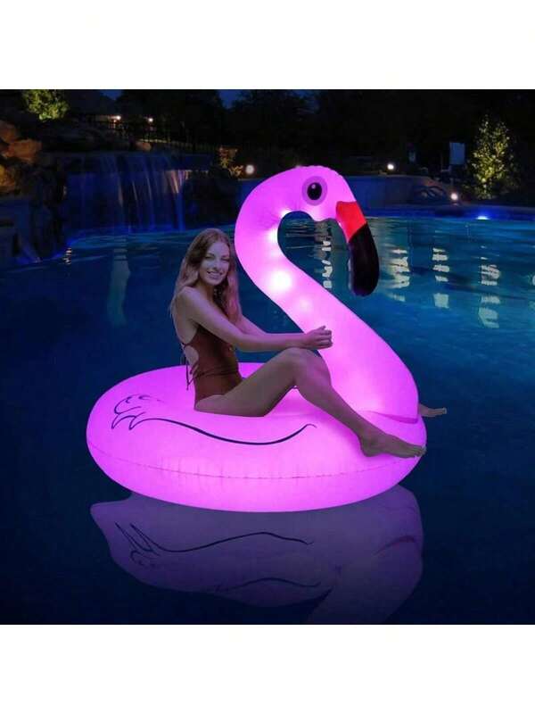 1pc Flamingo Swim Ring With Canopy, Inflatable Upright Swim Ring, Flamingo Detachable Upright Swim Ring For Pool (Suitable For Deep Water)