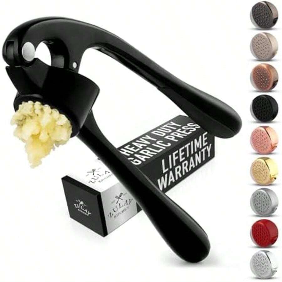 Zulay - Juego de prensa de ajos 2 en 1 - Picadora de ajo y cortador de ajo de doble función - Trituradora de ajos resistente y fácil de apretar con cepillo de limpieza y pelador de tubo de ajo de silicona(Negro -) - Multicolor - Ver 1