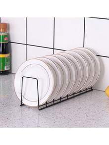 1pc Black Stainless Steel Bowl & Dish Storage Organizer, Tabletop Draining Rack, Kitchen Utensil Holder - Black - View 11