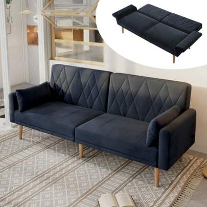 Small Sofa, Zweisitzer-Sofa, Schlafsofa, Schlafsofa Mit Schlaffunktion, Schlafsofa Aus Samtstoff, Geeignet Für Wohnzimmer, Schlafzimmer, Heimkino, Gästezimmer.
