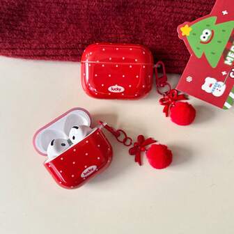 New Red Polka Dot Cute Bow Polka Dot Protective Case For AirPods 1st/2nd Gen, Wireless Earphone Soft Shell Transparent Case For AirPods Pro 2/3