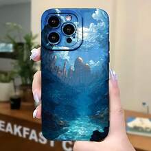2026 nueva funda de teléfono esmerilada, funda de teléfono con impresión de paisaje de castillo submarino para  17 15 Pro Max  17 14 Pro  17 13  Galaxy S23 S22 S21, carcasa de protección para teléfono, funda de pareja, regalo para novio o novia, presente de vacaciones - Blanco antiguo - Ver 5