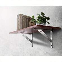 2个不锈钢三角支架，壁挂式货架支架，重型支撑，壁挂式工作台支架，五金配件 - 銀色 - 查看 3