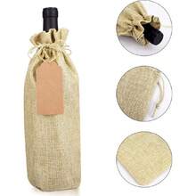 10 Pcs Bolsas para Regalos de arpillera,15x35cm,Bolsas de Regalo de Vino,Bolsa de almacenamiento,bolsas de regalo para manualidades de compras de comestibles,Bolsas de Regalo para Cumpleaños,bolsas de arpillera con cordón,36979023 - Champán - Ver 5