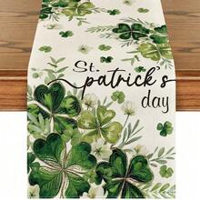 Clover Floral Leaves, St. Patrick's Day Tablecloth, Seasonal Kitchen Dining Table Decor For Home Party - Green - View 7