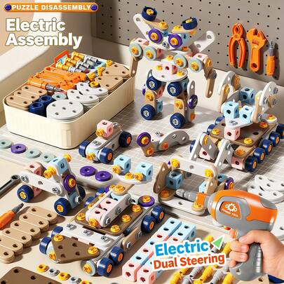 2026 New Children's Medium-Sized Portable DIY Screwdriver Assembly Toy Set, STEM 3D Puzzle Building Blocks Tool Kit, Montessori Toys For Boys And Girls, Repair Tools To Develop Hands-On Ability, Parent-Child Game, Birthday/Holiday Gift