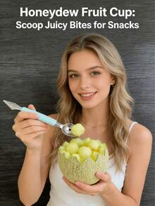 1pc Stainless Steel Fruit Spoon, Fruit Ball Digger, Reusable Watermelon Spoon, Creative Carving Knife, Fruit Spoon, Watermelon Spoon, Cutter, Kitchen Utensils, Kitchenware, Watermelon Baller, Melon Scraper