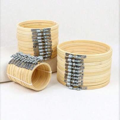 10pcs Bamboo Embroidery Hoops, 8cm/10cm/15cm/20cm