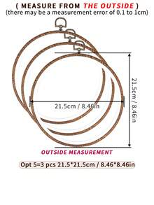 3pcs DIY Handmade Round Brown Vintage Palace Style Faux Wood Grain Cross Stitch Hoops, Embroidery Frames, Tufting Hoops, Dreamcatcher Wind Chime Hanging Rings, 7 Sizes Available, Made Of High-Quality ABS And PVC Materials With Metal Hooks For Hanging, Can Be Used As Phone Charms, Keychains, Bag/Clothing Decorations, Desk/Bedside Ornaments, Car Accessories - Brown - View 18